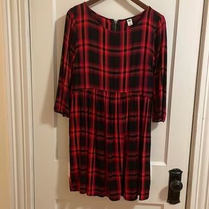 EUC red plaid dress, size small